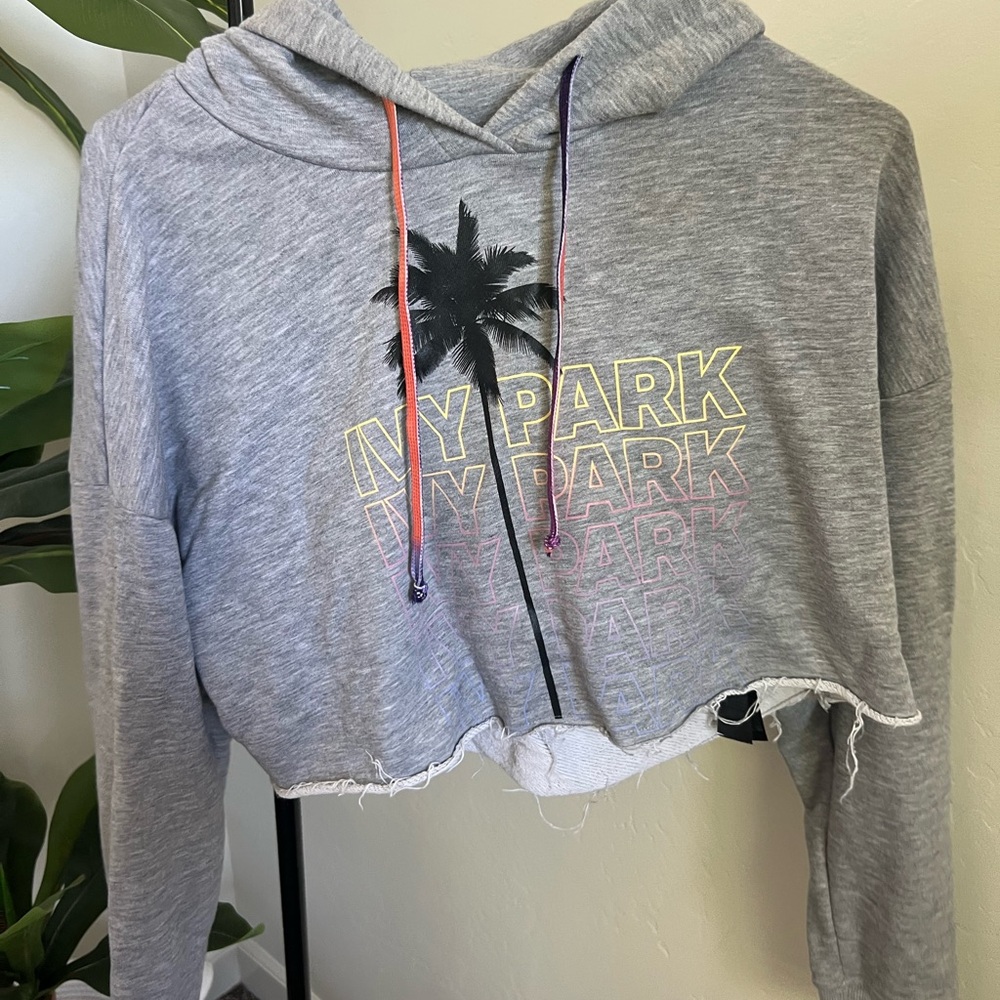 IVY PARK Heather Gray Cropped Hoodie